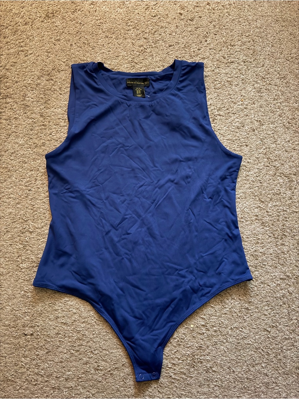 House of Harlow 1960 Sleeveless Tank Bodysuit in Navy Blue